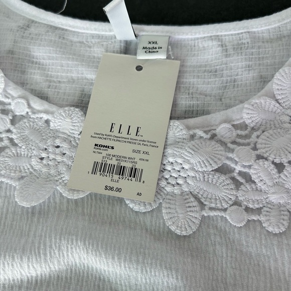 NWT ELLE White Soft Knit Top Mid Length Sleeves and Tie at Bottom of Hem - Picture 9 of 10